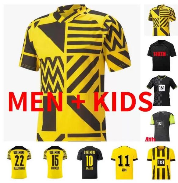

haaland soccer jersey 22 23 football shirts reus dortmund neongelb bellingham hummels brandt reyna men kids kit 110th special edition 2022 2, Black;yellow