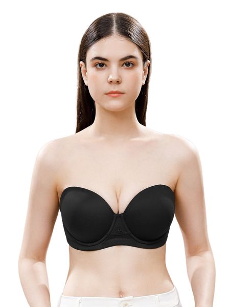 

wingslove strapless push up tube bra o1gz#, Black;red