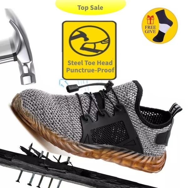 

dropshipping men and women steel toe air safety boots indestructible shoes light work sneakers breathable shoes 210315, Black;brown