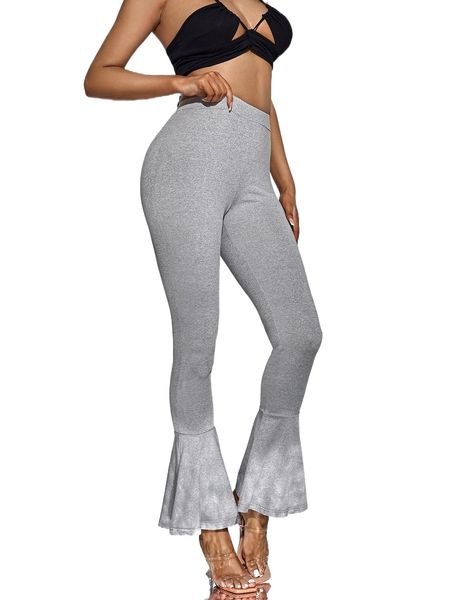 

sxy high waist marled flare leg pants c3ae#, Black;white