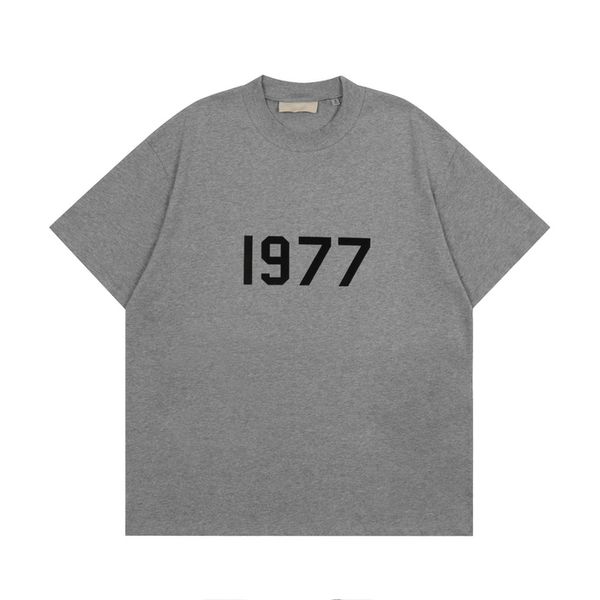 

2022 summer designer mens t shirt t-shirt front flocking 1977 letter silicon back high streetwear loose oversize tee skateboard e10, White;black