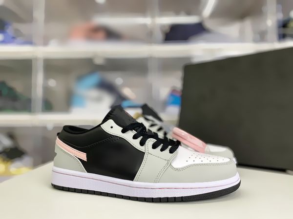 

womens shoes 1s lows jumpman 1 low smoke grey pink basketball shoe sports sneakers real leather color smoke grey/pink/black