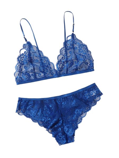 

floral lace scalloped lingerie set o0pb#, Black;red