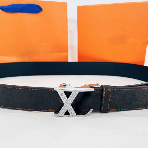 

2022 famous brand men's dress belts designer layer cowhide belt classic luxury automatic buckle pattern belt business waistband letter, Black;brown