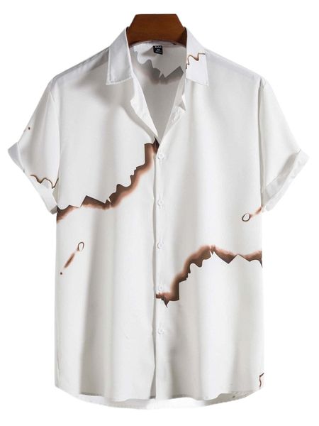 

romwe guys graphic print shirt b12j#, White;black
