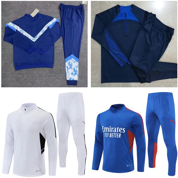 

21 22 23 mens and kids soccer tracksuit jersey sets 2223 men football jerseys training suit tracksuits jacket set chandal futbol survetement, Black