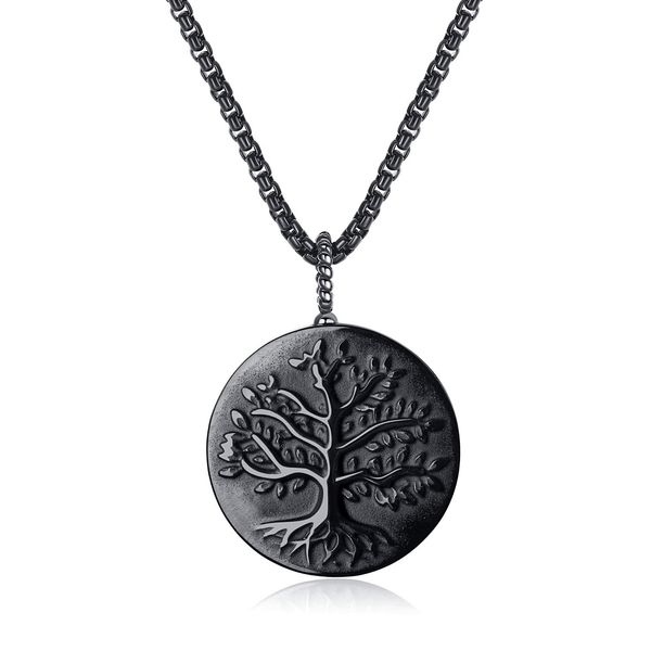 

pendant necklaces obsidian stone tree of life necklace amlmu, Silver
