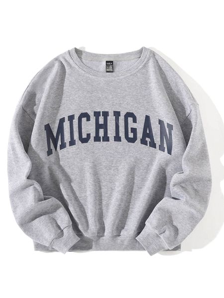 

letter graphic drop shoulder thermal pullover y8gh#, Black