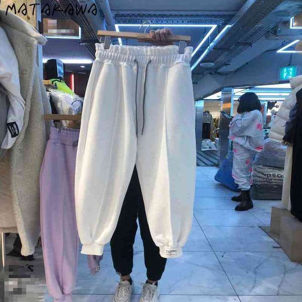 

korean springsummer pants women elastic high waist sweatpants corset sports s solid casual 210506, Black;white