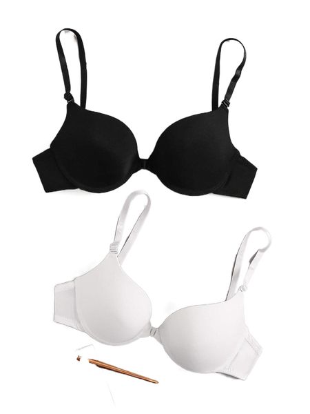 

2pack solid underwire bra set 12dk#, Black;red