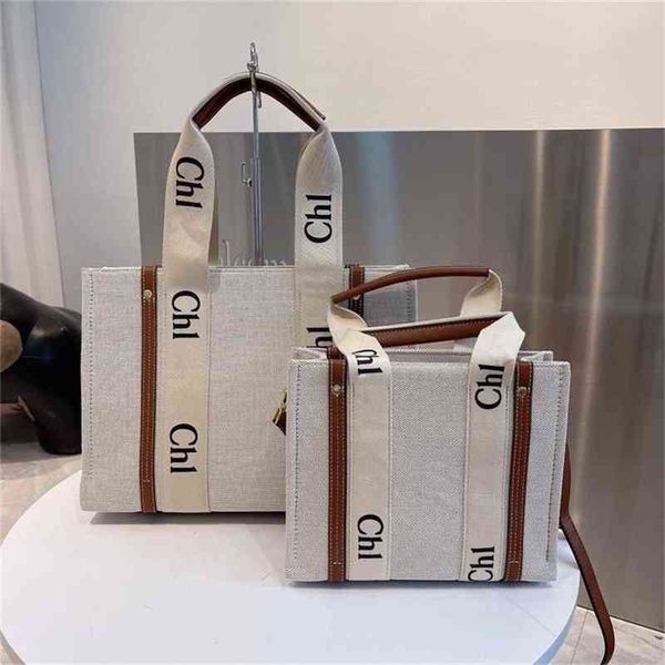 

new canvas stitched letter shopping bag tot mommy large capacity hand leisure versatile beach women p