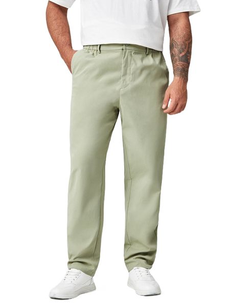 

extended sizes men solid slant pockets pants m4r0#, Black