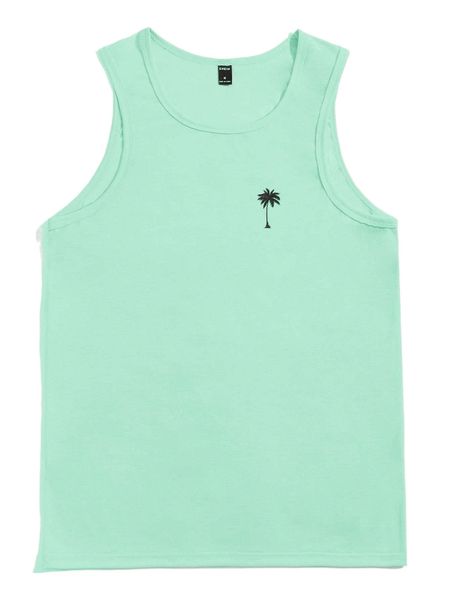 

men coconut tree print tank 077a#, White;black