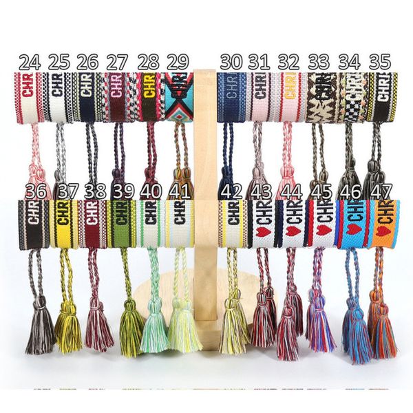 

classic fashion brand bangles bracelets luxury women men handmade signature embroidered woven tassel adjustable bracelet jewelry friendship, Black