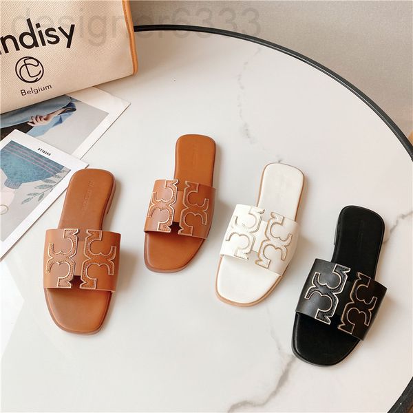 

slippers designer tb flip flops women's summer wear low heel flat bottom sandal casual shoes ozhv, Black