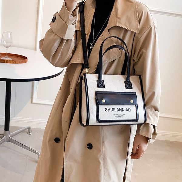 

designer bags pop bbao canvas bag women's 202 new niche design letter handbag large capacity single shoulder diagonal