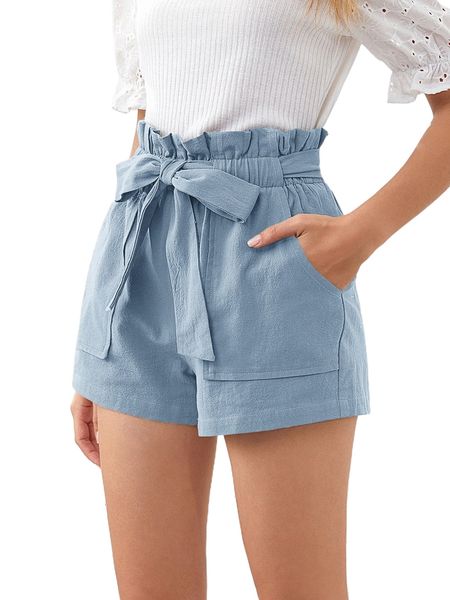 

paperbag waist slant pocket belted shorts k5mp#, White;black