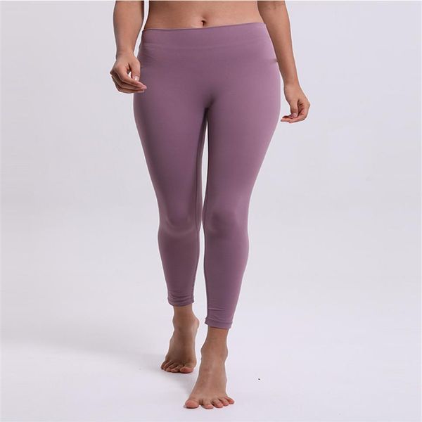 

l-85 women yoga pants naked material solid color sports gym wear leggings high waist elastic fitness lady overall tights workout296r, Gray