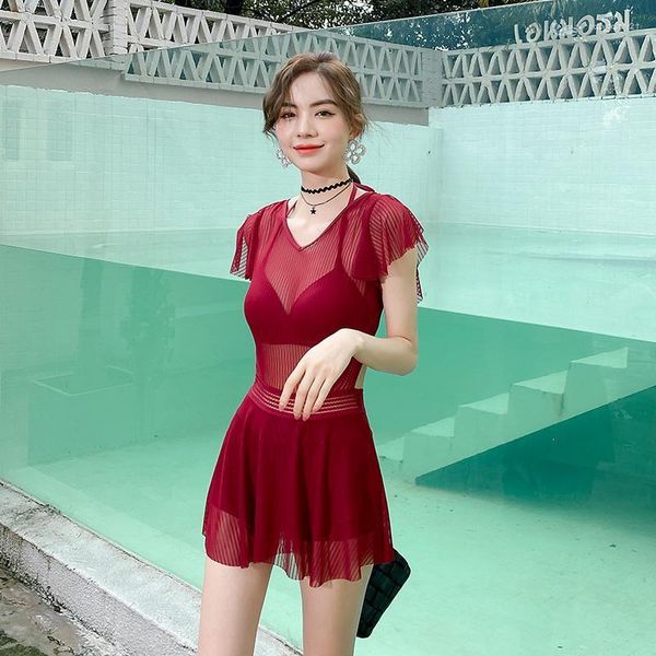 Costumi da bagno da donna 2022 Giappone Corea del Sud Costume da bagno intero manica corta Donna Nero Bianco Rosso Colori Ragazza Primavera Gonna