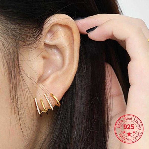 

stud korea style irregular 14k gold earrings 925 sterling silver for temperament zircon luxury prevent allergy gift jewelry, Golden;silver