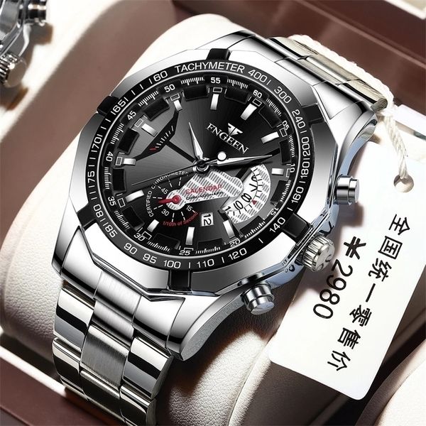 

2022 brand luxury watch fashion casual military quartz sports wristwatch full steel waterproof mens clock relogio masculino 220805, Slivery;brown