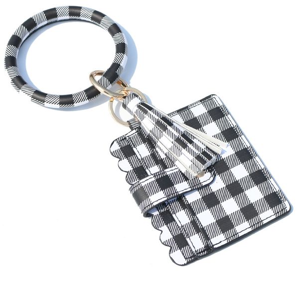

2021 pu leather large bracelet keychain card holder tassel bangle key ring wristband with wallet card certificate bag, Brown;gray