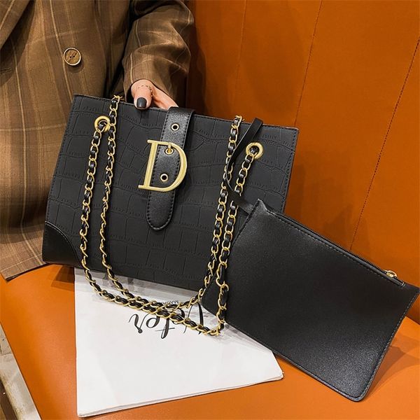 

factory discount 66% off frosted shoulder women winter stone chain two piece set mother bag damp
