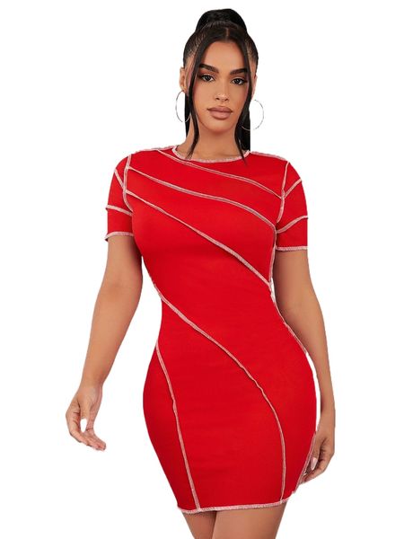 

sxy ribbed knit stitching bodycon dress 75ia#, Black;gray