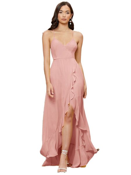 

ruffle trim lace up backless asymmetrical hem cami dress 69oc#, Black;gray