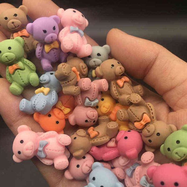 

10pcs/lot kawaii 3d cute bear nail art charms resin cartoon bear diy nails decoration luxury nail accessory manicure designs y220408, Black
