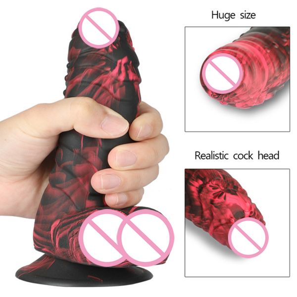 Pênis realista super enorme vibrador com copo de sucção Sexy Toys for Woman Lesbian Masturbation Cock Products Massageador da vagina