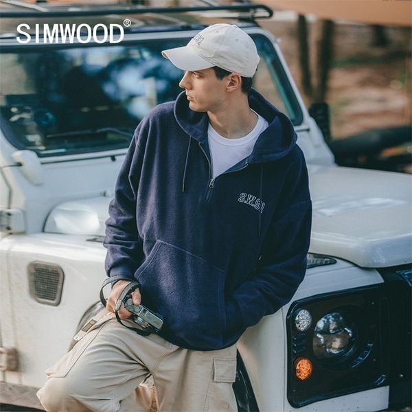 

spring winter men's oversize loose fit quarter-zip pullover hoodies casual fuzzy pile fleece warm sweatshirts 220325, Black