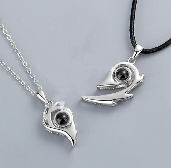 

s925 silver couple projection necklace female male collarbone chain simple tide autumn winter sweater chain pendant