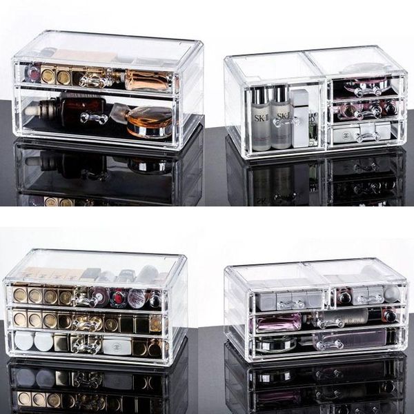 Scatole portaoggetti Contenitori Cassetto Organizzatore per cosmetici Scatola per cosmetici Organizador Maquillaje Espositore per gioielli in plastica trasparente con rossetto