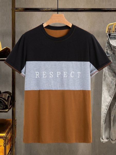 

men color block letter graphic tee l74f#, White;black
