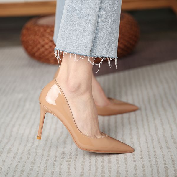 

red bottoms designer shoes high heels 6 8cm so kate nude white womens ladies dress party wedding office & career genuine leather point toe p, Black