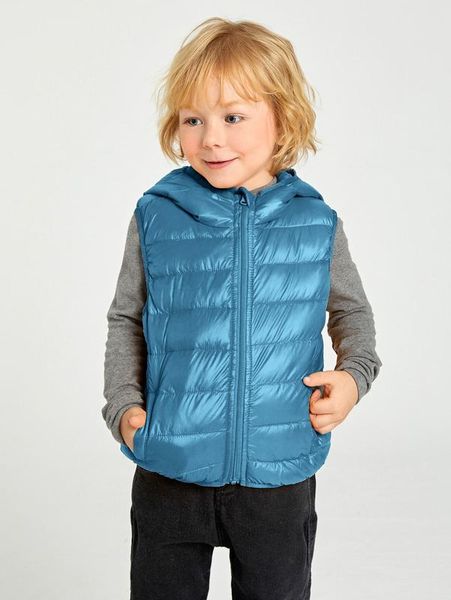 

toddler boys zipper up hooded vest down coat she, Blue;gray