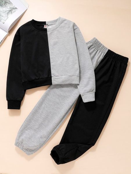 

girls two tone sweatshirt & sweatpants she, White