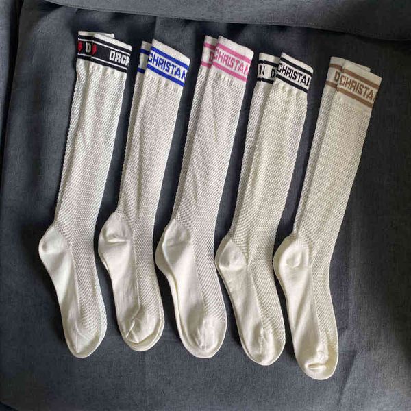 

classic fashion womens hosierys letter love brand spring summer calf socks mercerized hosiery mesh hollow women ins designers tube sock n0a9, Black;white