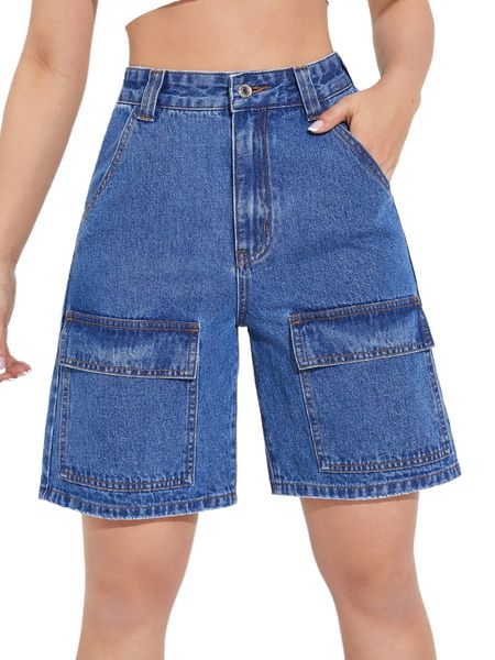 

flap pocket patched denim shorts q5ne#, White;black