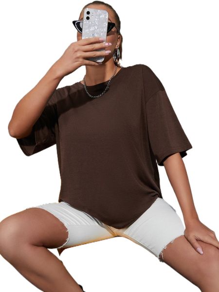 

solid drop shoulder tee u1z6#, White