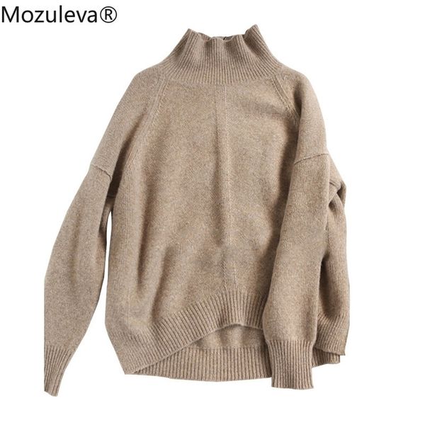 

mozuleva autumn winter cashmere sweater women pullover loose sweater coffee low waist female sweaterrs and pullovers 201203, White;black