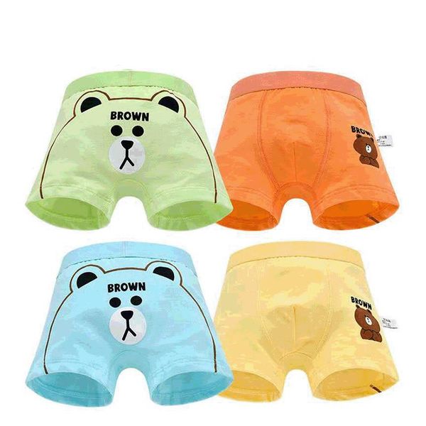 Calcinha pcs crianças meninos 100% algodão boxeador de algodão infantil desenho animado adolescente urso menino cueca cueca shorts infantil 2-10ypanties