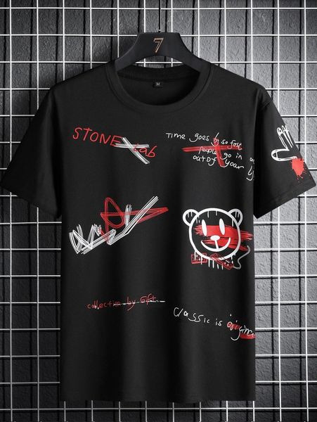 

men bear & letter graphic tee r0xo#, White;black