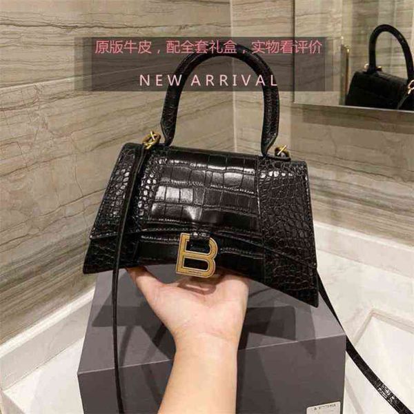 

designer balencaigass bags hourglas female b 2022 new mini large leather crocodile pattern same handbag single shoulder oblique