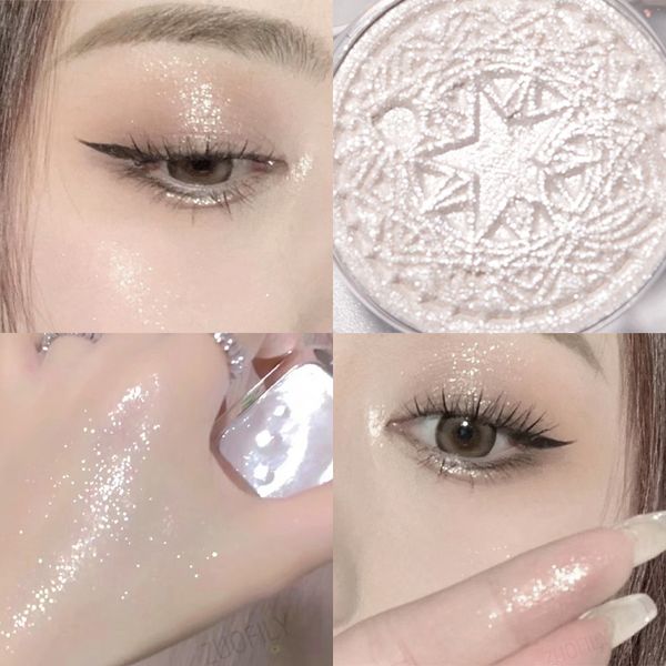 

6 colors eyeshadow highlighter powder glitter palette makeup glow face contour shimmer polarized ginger blush iluminador 2007