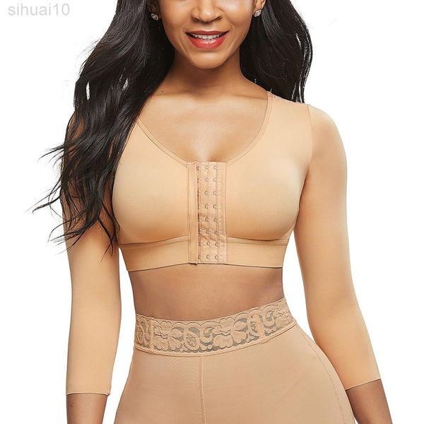 Mulheres braço de compressão Shaper Slimming Body Shaper Back ombro poro corretor Corretor de gordura queimador de peso Controle de controle Tops L220802