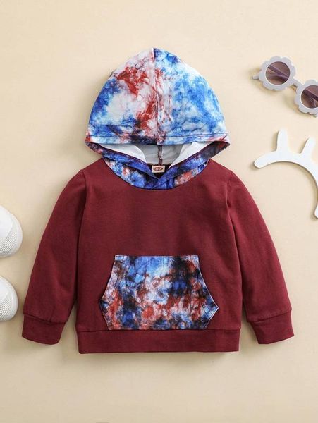 

baby tie dye kangaroo pocket hoodie she, Black