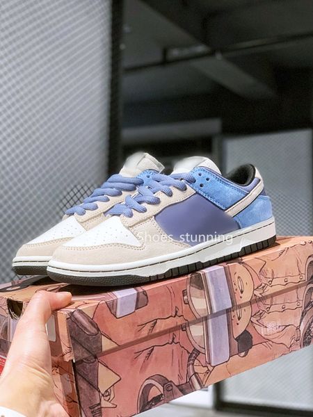 

mens skateboard shoes dnks low pro sb low steamboy ost colorway light cream grey blue skateboarding leisure shoe outdoor sneakers size 36-47