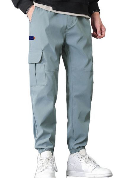 

men letter graphic patched detail flap pocket cargo pants s3xb#, Black